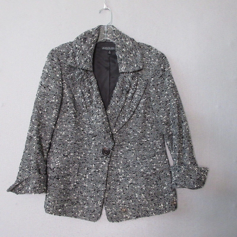 Lafayette 148 New York Blazer Wool Blend Tweed Cuff